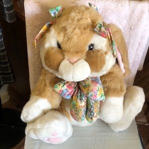 Vintage Commonwealth Plush Bunny Rabbit w/Bows 20” Sitting